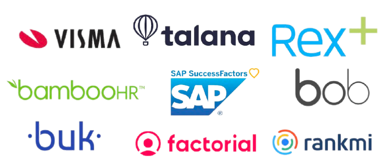 HRIS integrations: Visma, Talana, Rex+, BambooHR, SAP, bob, buk, Factorial, Rankmi